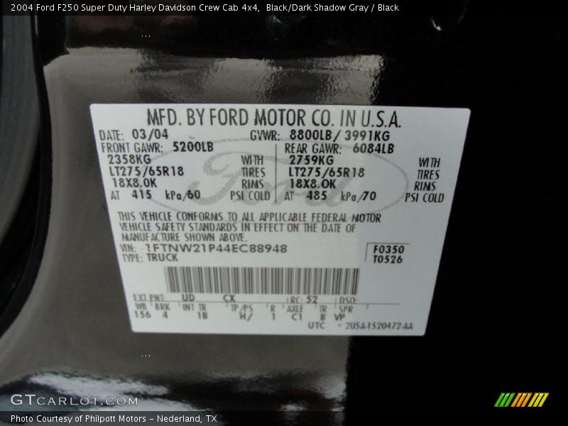 Black/Dark Shadow Gray / Black 2004 Ford F250 Super Duty Harley Davidson Crew Cab 4x4