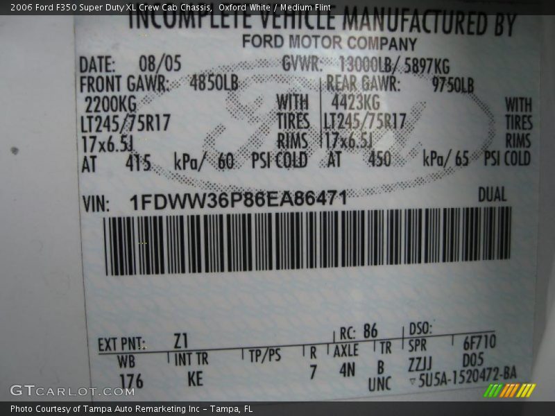 Oxford White / Medium Flint 2006 Ford F350 Super Duty XL Crew Cab Chassis