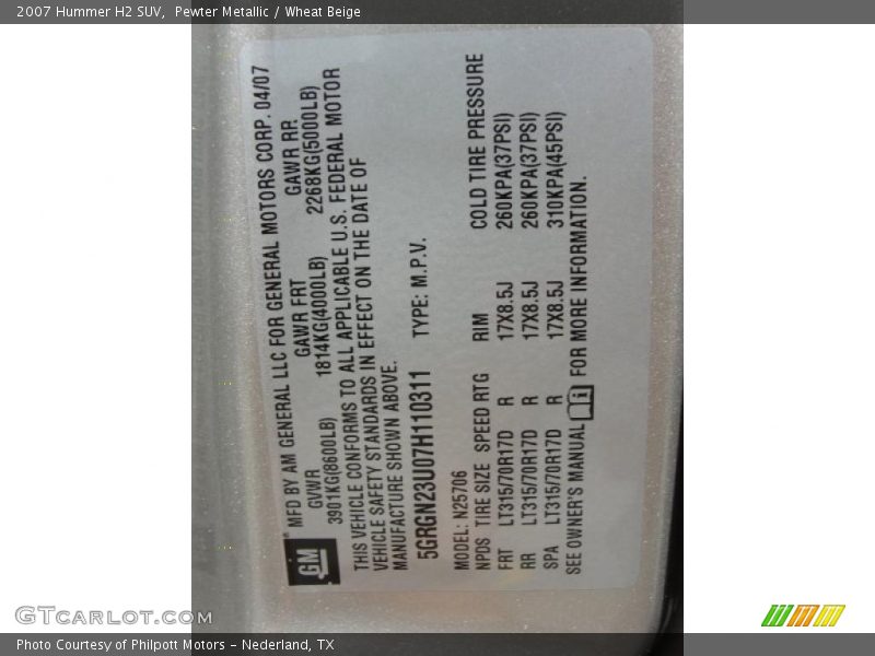 Pewter Metallic / Wheat Beige 2007 Hummer H2 SUV