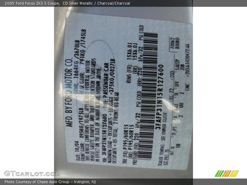 CD Silver Metallic / Charcoal/Charcoal 2005 Ford Focus ZX3 S Coupe