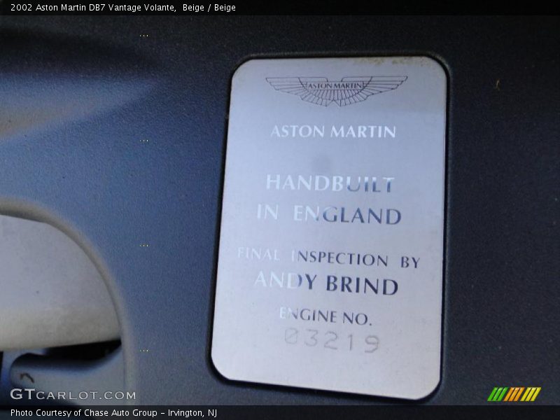 Beige / Beige 2002 Aston Martin DB7 Vantage Volante