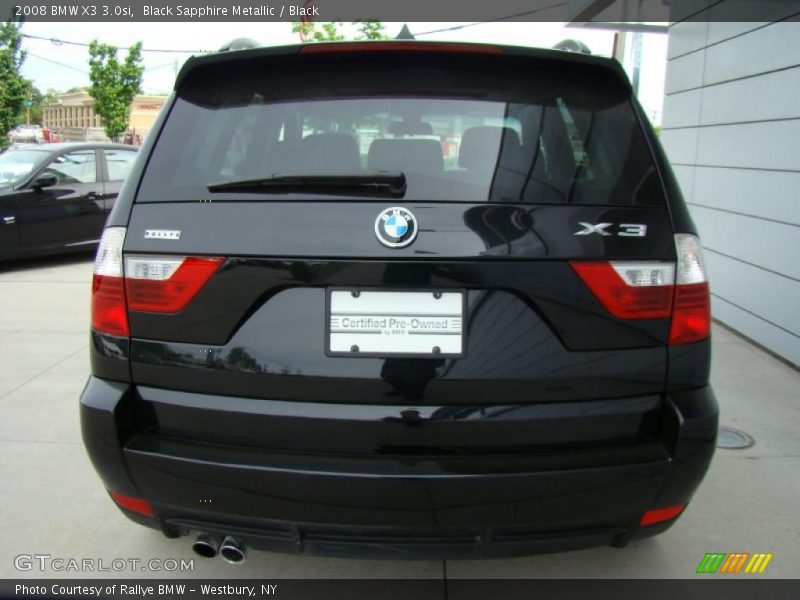 Black Sapphire Metallic / Black 2008 BMW X3 3.0si