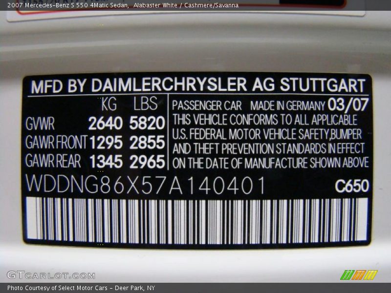 Alabaster White / Cashmere/Savanna 2007 Mercedes-Benz S 550 4Matic Sedan
