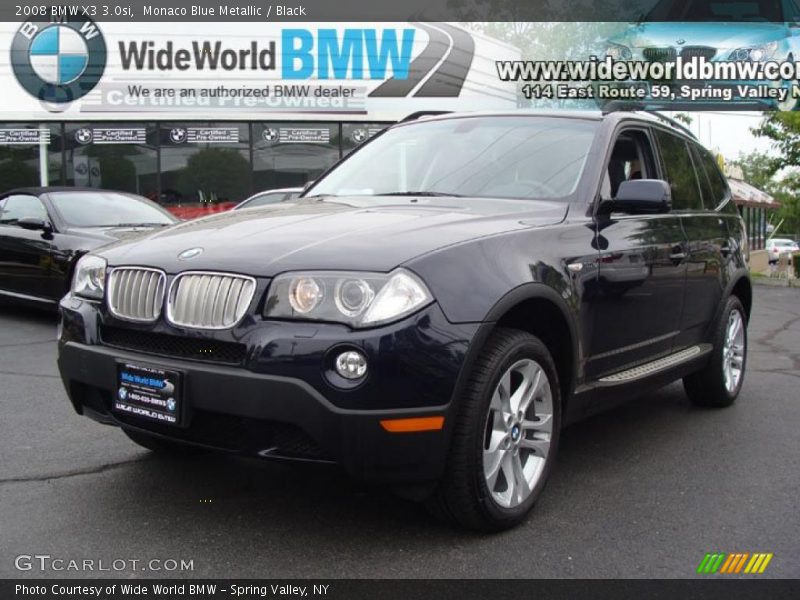 Monaco Blue Metallic / Black 2008 BMW X3 3.0si