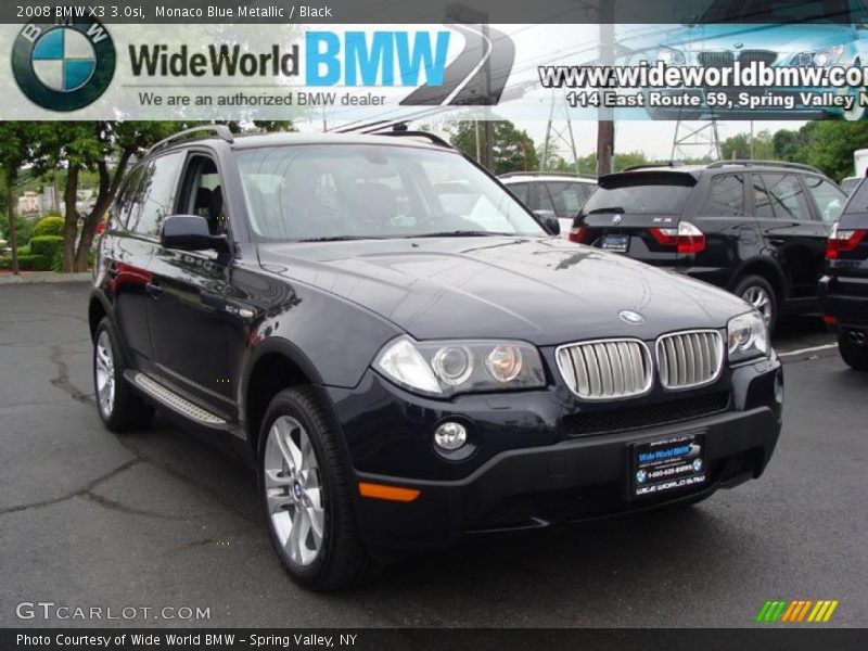 Monaco Blue Metallic / Black 2008 BMW X3 3.0si