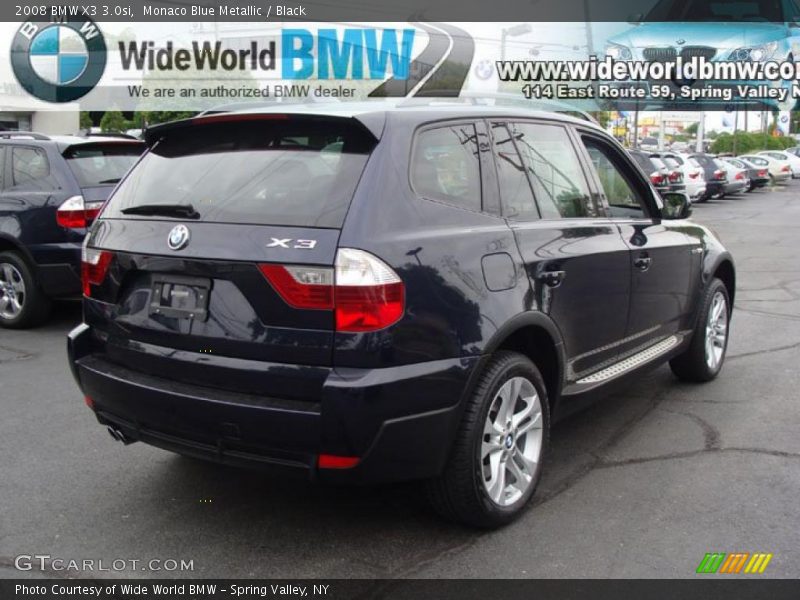 Monaco Blue Metallic / Black 2008 BMW X3 3.0si