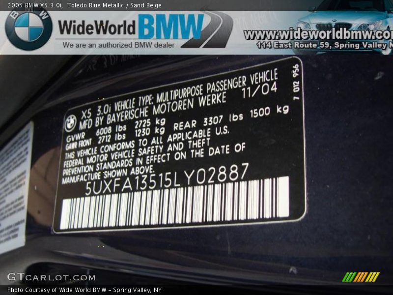 Toledo Blue Metallic / Sand Beige 2005 BMW X5 3.0i