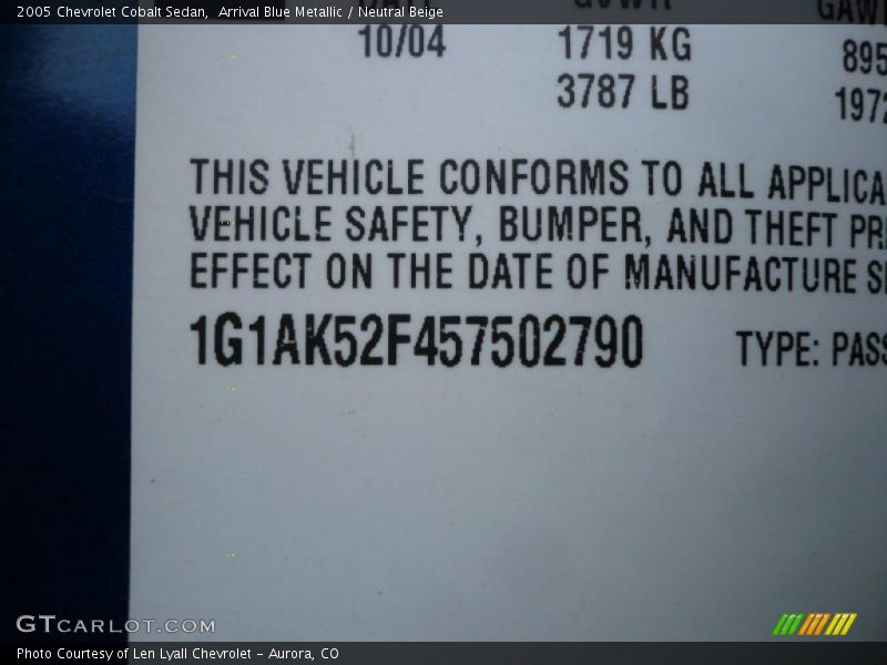 Arrival Blue Metallic / Neutral Beige 2005 Chevrolet Cobalt Sedan