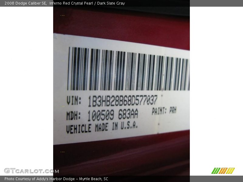Inferno Red Crystal Pearl / Dark Slate Gray 2008 Dodge Caliber SE