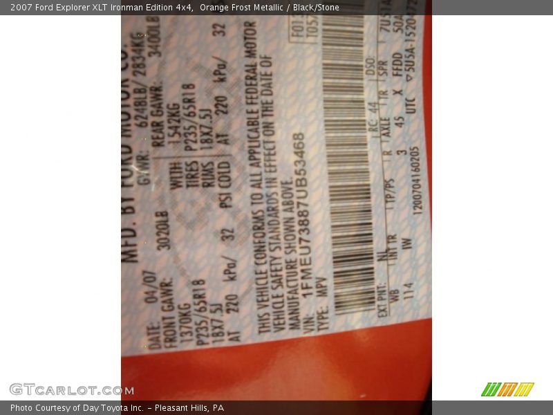 Orange Frost Metallic / Black/Stone 2007 Ford Explorer XLT Ironman Edition 4x4