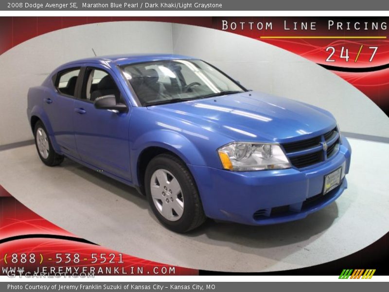 Marathon Blue Pearl / Dark Khaki/Light Graystone 2008 Dodge Avenger SE