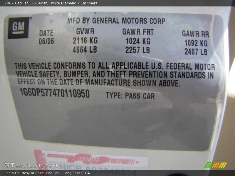 White Diamond / Cashmere 2007 Cadillac CTS Sedan