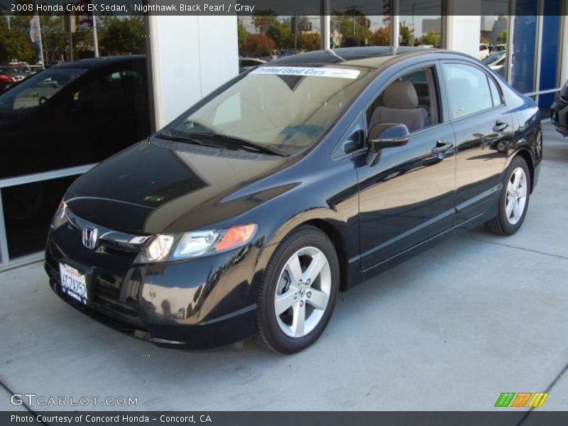 Nighthawk Black Pearl / Gray 2008 Honda Civic EX Sedan