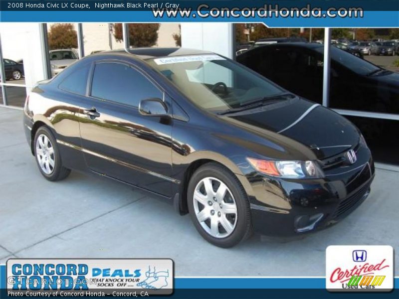 Nighthawk Black Pearl / Gray 2008 Honda Civic LX Coupe