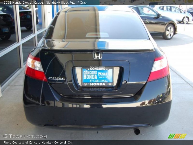 Nighthawk Black Pearl / Gray 2008 Honda Civic LX Coupe