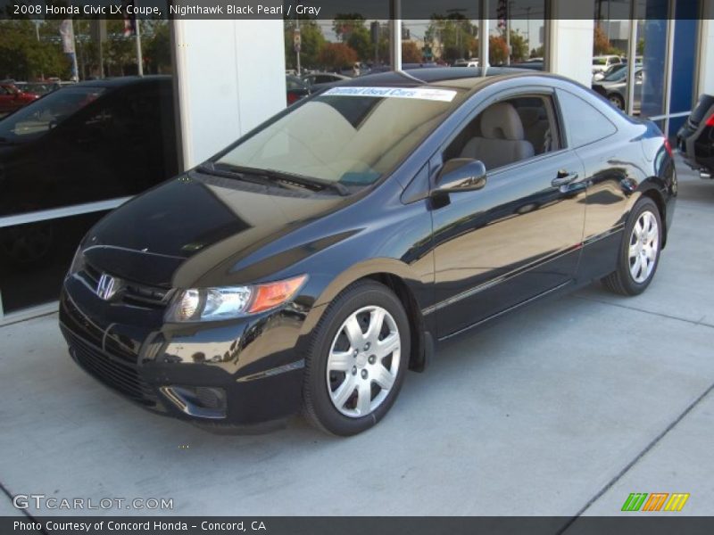 Nighthawk Black Pearl / Gray 2008 Honda Civic LX Coupe