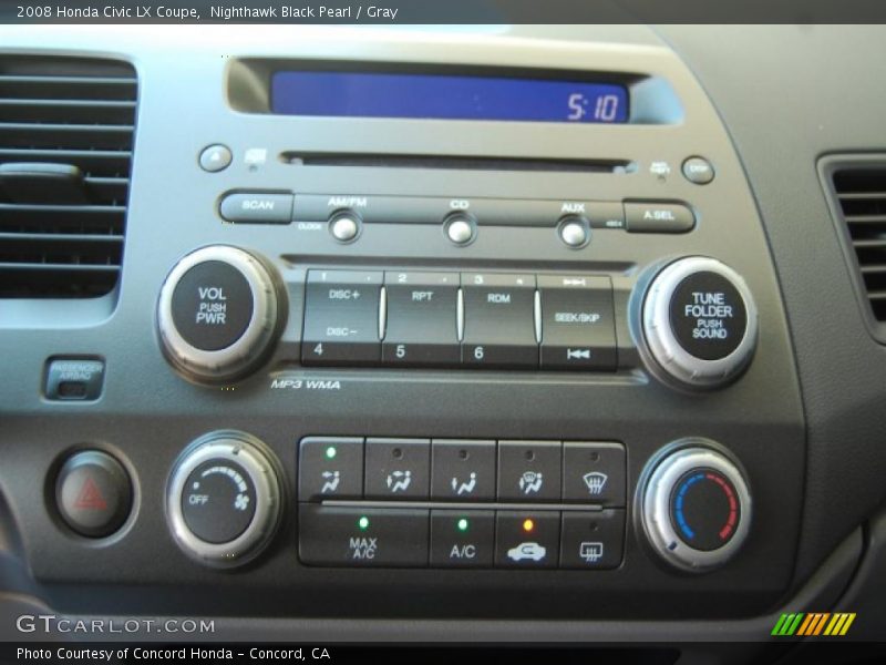 Nighthawk Black Pearl / Gray 2008 Honda Civic LX Coupe