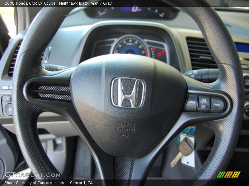Nighthawk Black Pearl / Gray 2008 Honda Civic LX Coupe