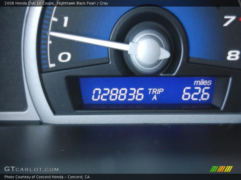 Nighthawk Black Pearl / Gray 2008 Honda Civic LX Coupe
