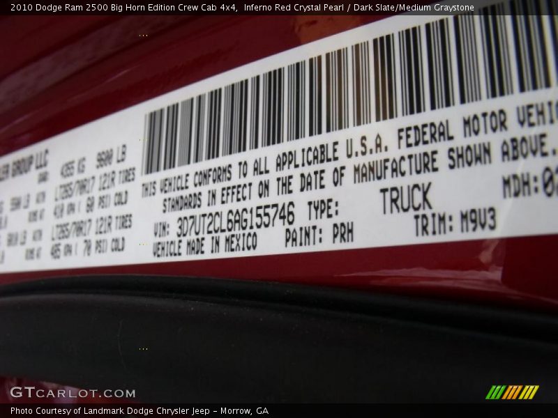 Inferno Red Crystal Pearl / Dark Slate/Medium Graystone 2010 Dodge Ram 2500 Big Horn Edition Crew Cab 4x4