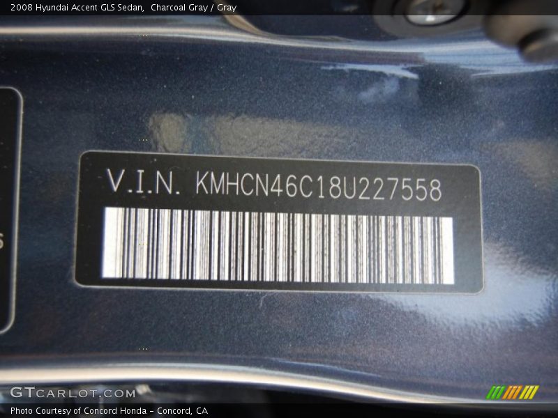 Charcoal Gray / Gray 2008 Hyundai Accent GLS Sedan