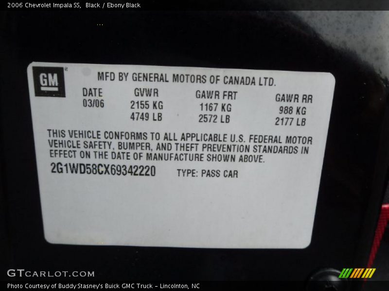 Black / Ebony Black 2006 Chevrolet Impala SS