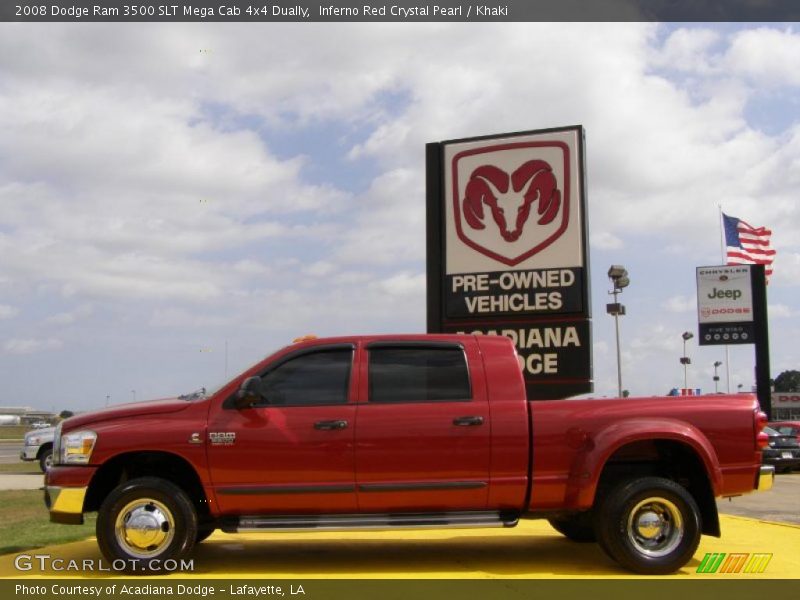 Inferno Red Crystal Pearl / Khaki 2008 Dodge Ram 3500 SLT Mega Cab 4x4 Dually