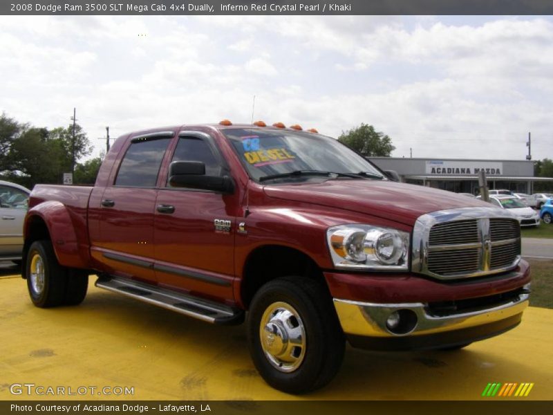 Inferno Red Crystal Pearl / Khaki 2008 Dodge Ram 3500 SLT Mega Cab 4x4 Dually
