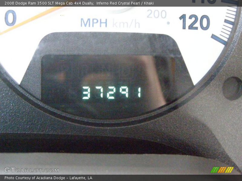 Inferno Red Crystal Pearl / Khaki 2008 Dodge Ram 3500 SLT Mega Cab 4x4 Dually