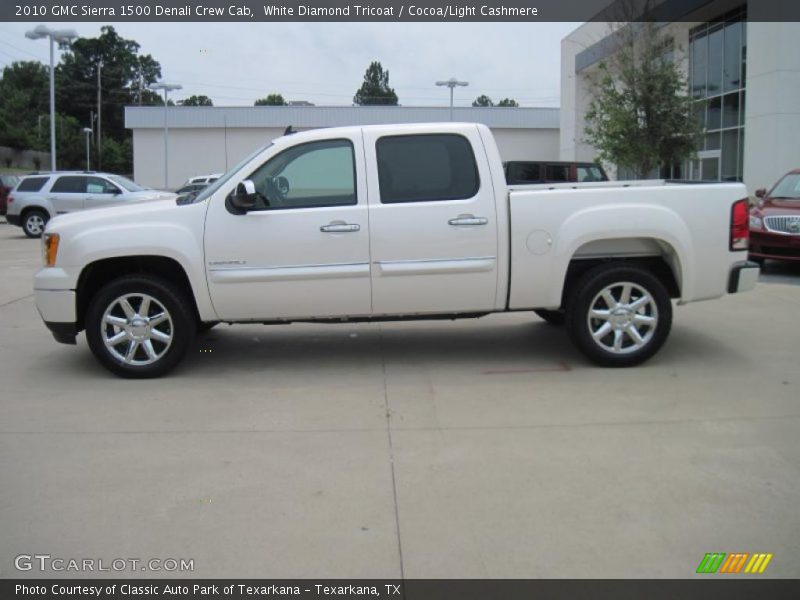 White Diamond Tricoat / Cocoa/Light Cashmere 2010 GMC Sierra 1500 Denali Crew Cab