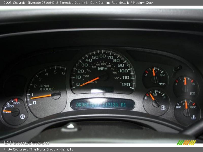 Dark Carmine Red Metallic / Medium Gray 2003 Chevrolet Silverado 2500HD LS Extended Cab 4x4