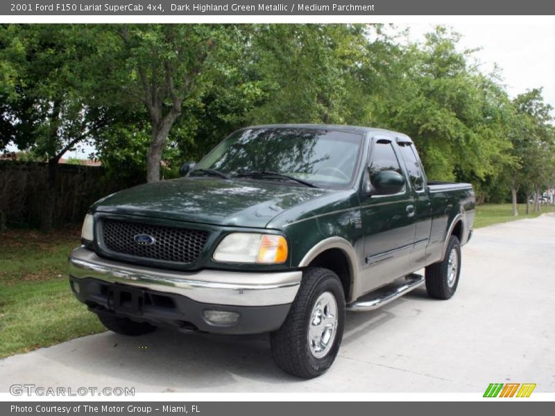 Dark Highland Green Metallic / Medium Parchment 2001 Ford F150 Lariat SuperCab 4x4