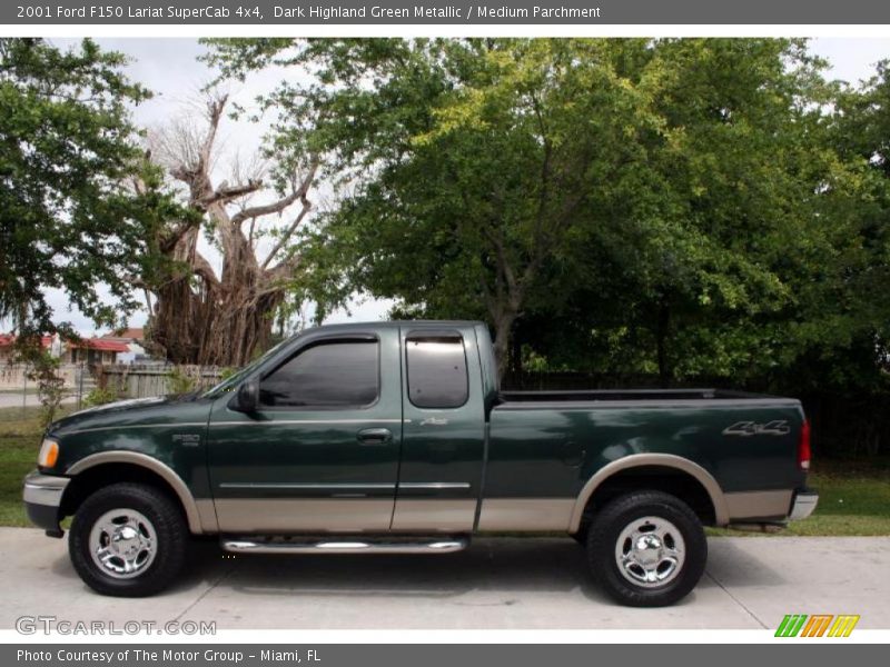 Dark Highland Green Metallic / Medium Parchment 2001 Ford F150 Lariat SuperCab 4x4