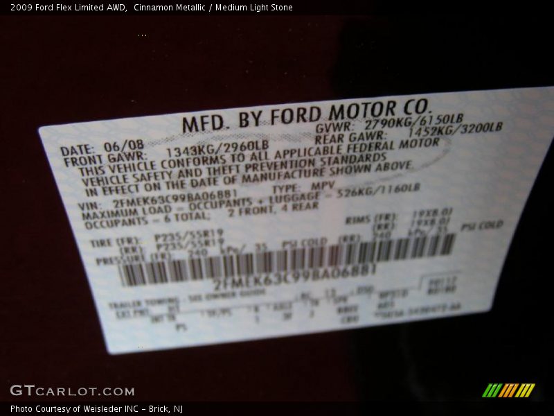 Cinnamon Metallic / Medium Light Stone 2009 Ford Flex Limited AWD