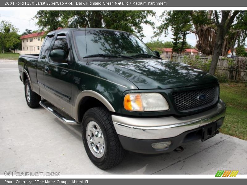 Dark Highland Green Metallic / Medium Parchment 2001 Ford F150 Lariat SuperCab 4x4