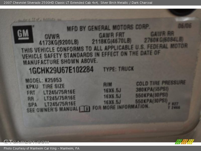 Silver Birch Metallic / Dark Charcoal 2007 Chevrolet Silverado 2500HD Classic LT Extended Cab 4x4