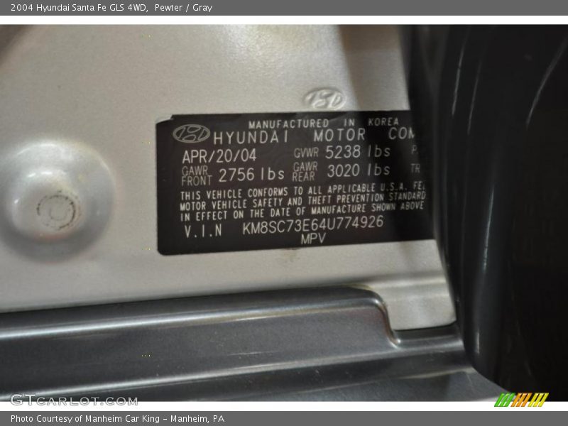 Pewter / Gray 2004 Hyundai Santa Fe GLS 4WD