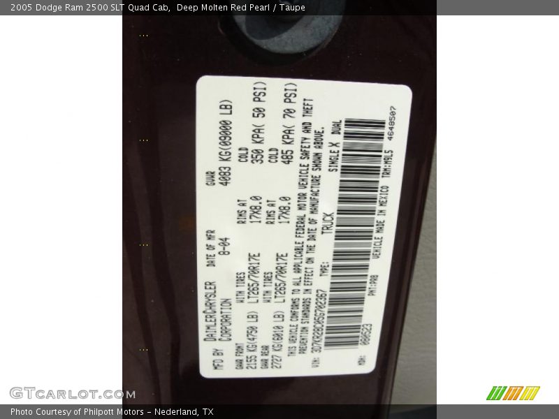 Deep Molten Red Pearl / Taupe 2005 Dodge Ram 2500 SLT Quad Cab