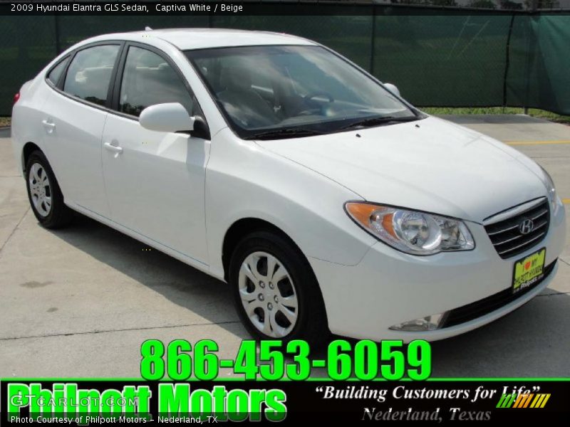 Captiva White / Beige 2009 Hyundai Elantra GLS Sedan