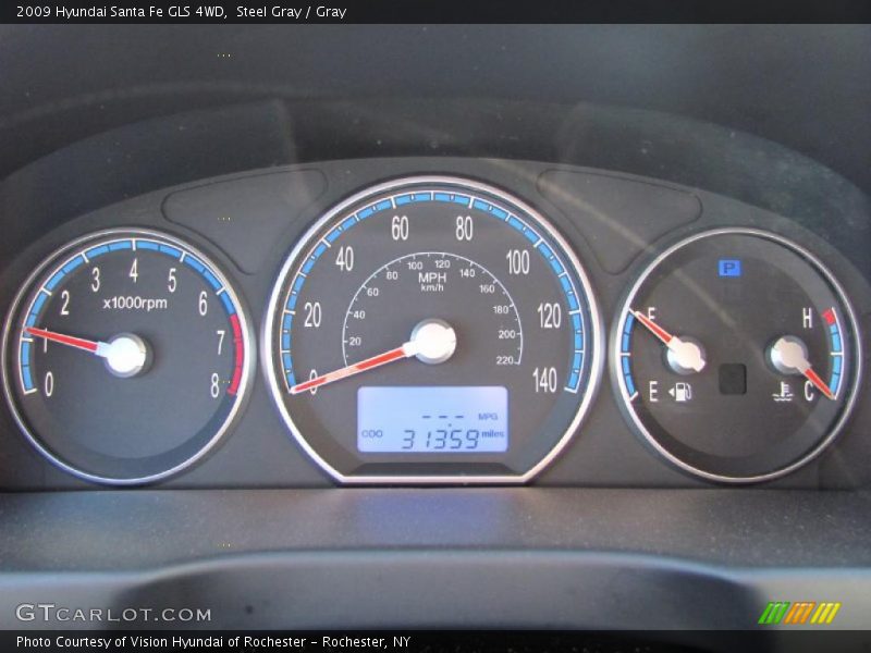 Steel Gray / Gray 2009 Hyundai Santa Fe GLS 4WD
