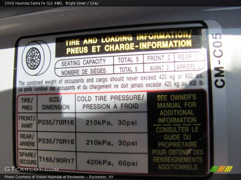 Bright Silver / Gray 2009 Hyundai Santa Fe GLS 4WD