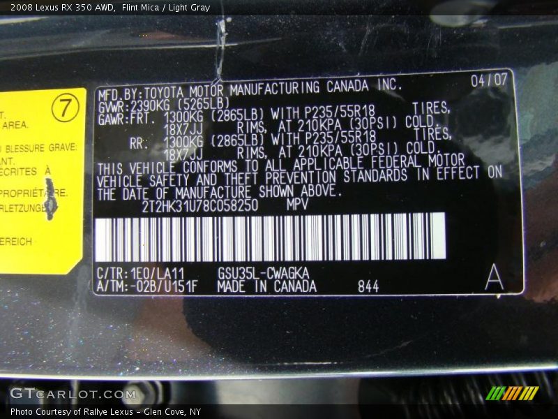 Flint Mica / Light Gray 2008 Lexus RX 350 AWD