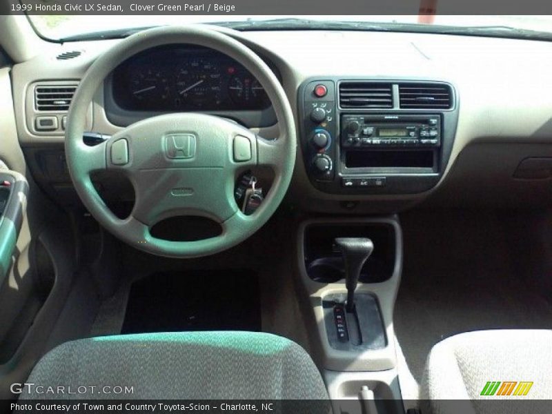 Clover Green Pearl / Beige 1999 Honda Civic LX Sedan