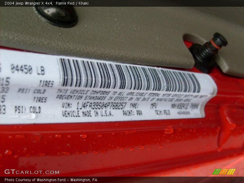 Flame Red / Khaki 2004 Jeep Wrangler X 4x4