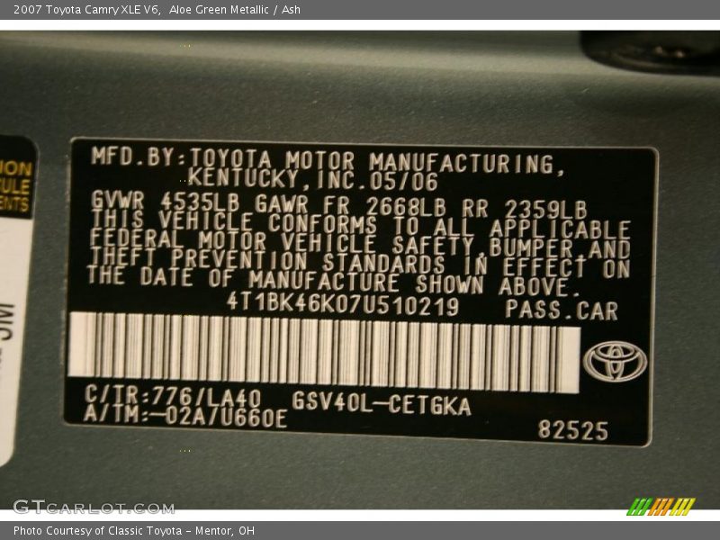 Aloe Green Metallic / Ash 2007 Toyota Camry XLE V6