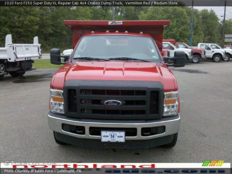 Vermillion Red / Medium Stone 2010 Ford F350 Super Duty XL Regular Cab 4x4 Chassis Dump Truck