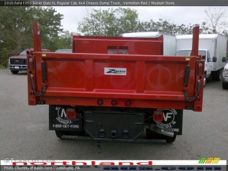Vermillion Red / Medium Stone 2010 Ford F350 Super Duty XL Regular Cab 4x4 Chassis Dump Truck