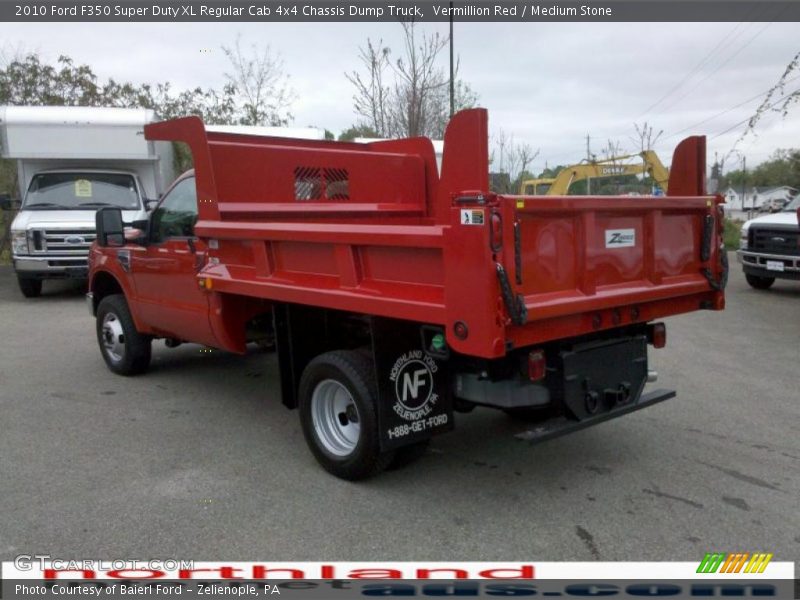 Vermillion Red / Medium Stone 2010 Ford F350 Super Duty XL Regular Cab 4x4 Chassis Dump Truck