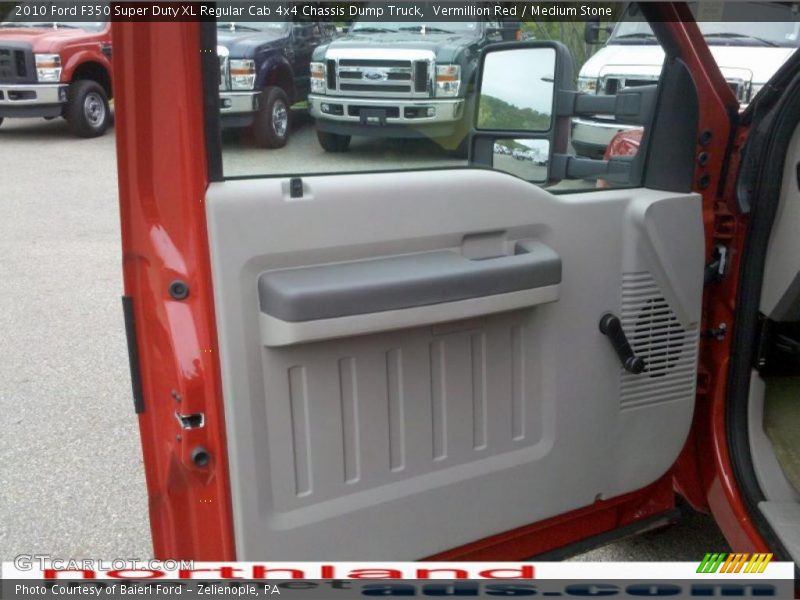 Vermillion Red / Medium Stone 2010 Ford F350 Super Duty XL Regular Cab 4x4 Chassis Dump Truck
