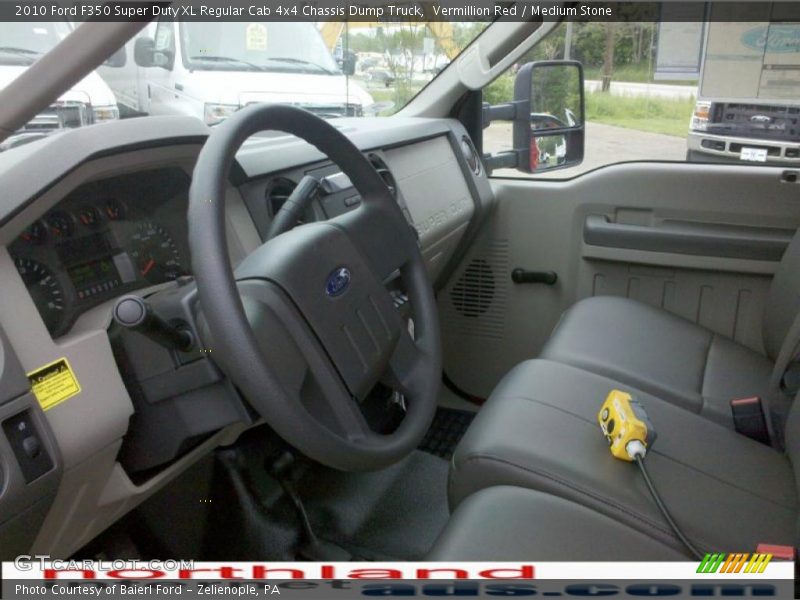 Vermillion Red / Medium Stone 2010 Ford F350 Super Duty XL Regular Cab 4x4 Chassis Dump Truck